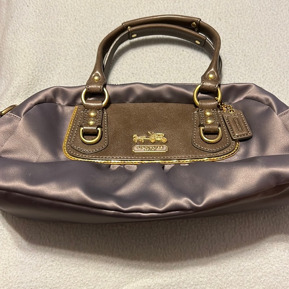 Coach grey satin bag